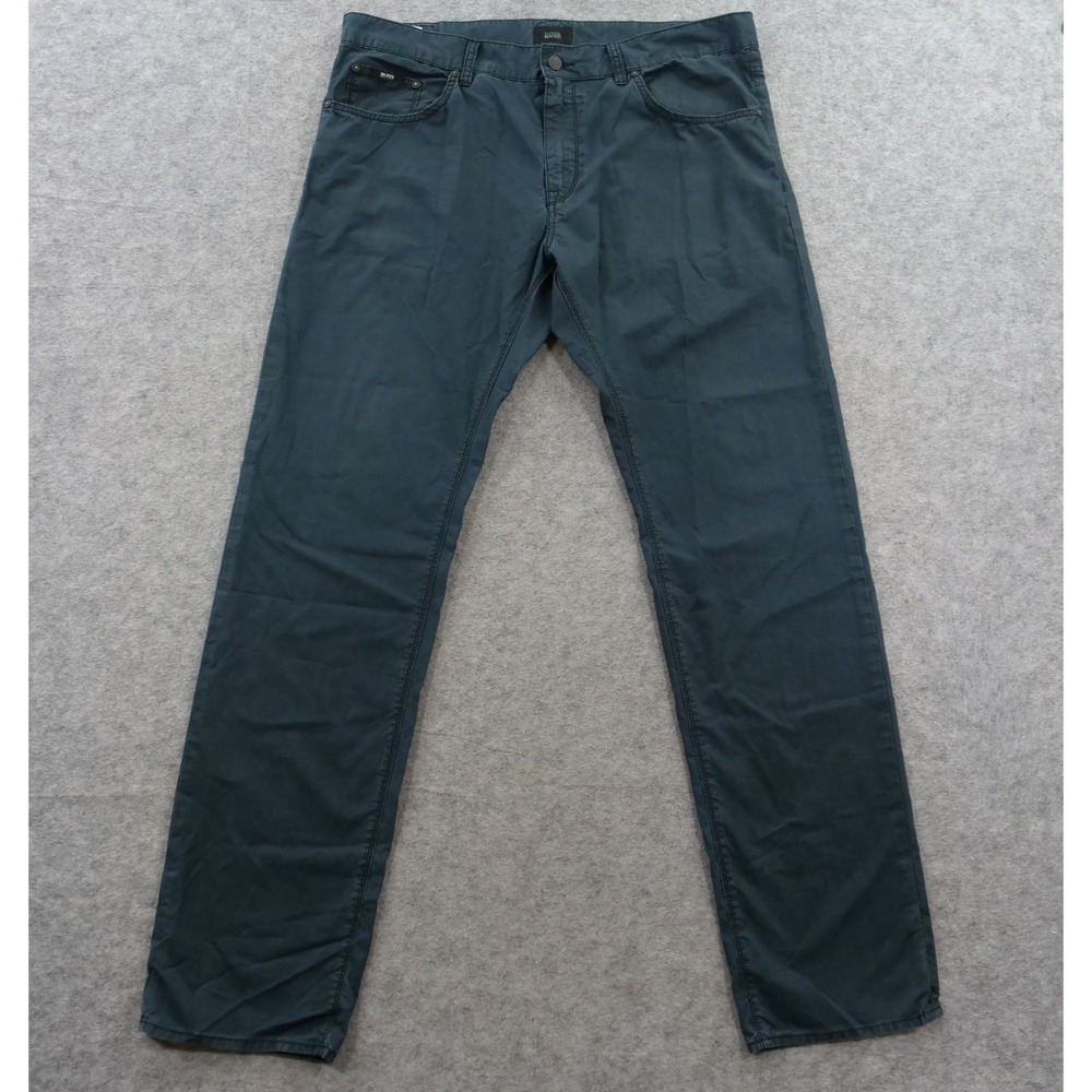 Hugo Boss Pants Mens 36  Green Straight Leg Maine 5 Pocket Casual Flat Front